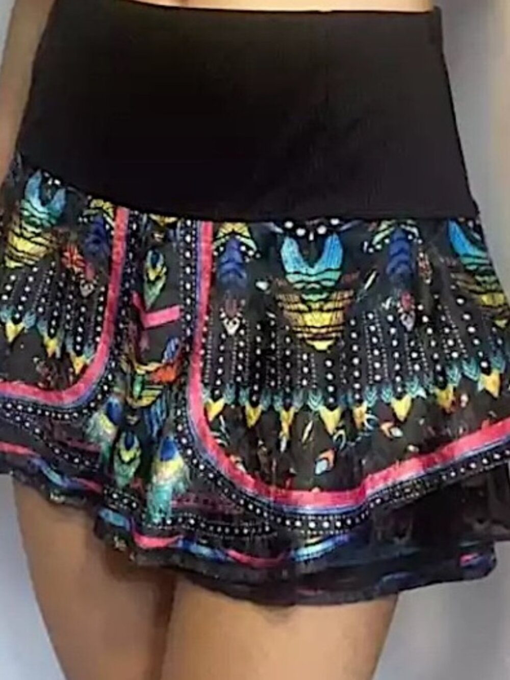 Lucky in Love Velvet Tiered Tennis Golf Pickleball Athletic Skirt Size Large